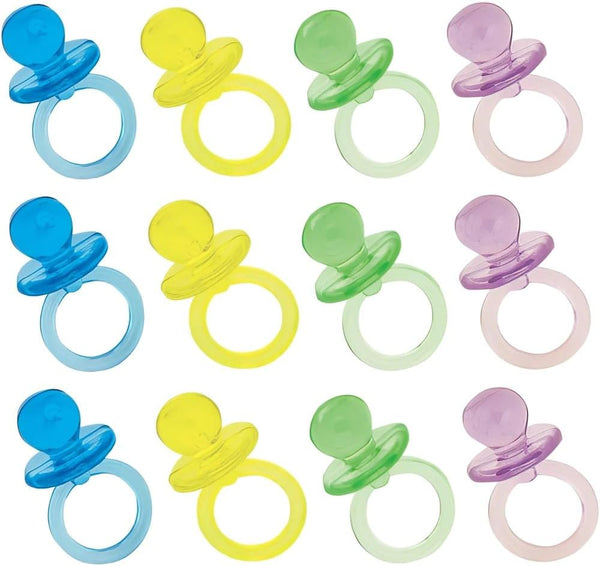 Unique Mini Assorted Color Plastic Pacifier Favors - 1 inch, 18 Count -