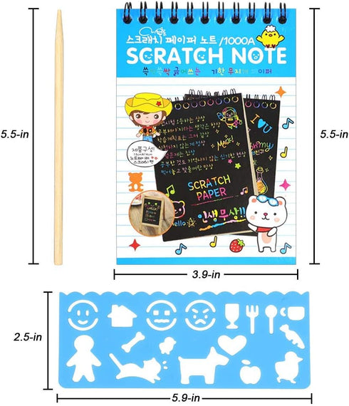 POKONBOY 16 Pack Scratch Arts and Crafts Notebooks, Rainbow Party Favors for Kids Coloring Books and Supplies