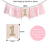 1st First/1st Pink Highchair Banner - High chair Banner Decoration for Birthday, Cake Smash Photo Prop, Baby Girl
