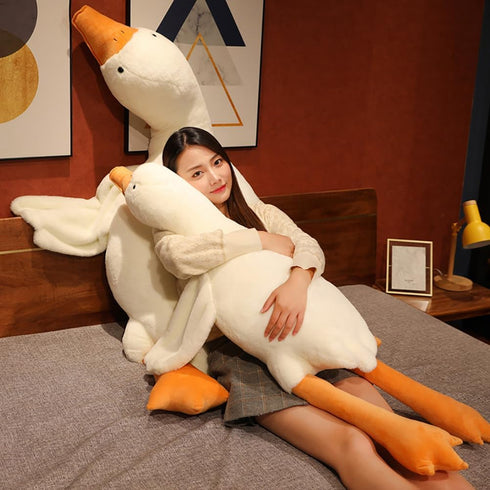 Srutirbo Plush-63 (63 Giant White Goose in Soft Furry Swan Stuffed Animal Pillow,Huge Goose Plush Hugging Pillow Gifts