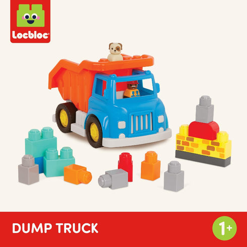 Battat Large Building Blocks Set, 80 Colorful Pieces with 8 Wheel Bricks and Zippered Storage Bag, 12 Months +