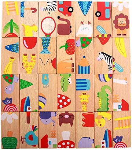 28 Pcs Educational Wooden Toy Domino Animal Puzzles Kids Game Gift