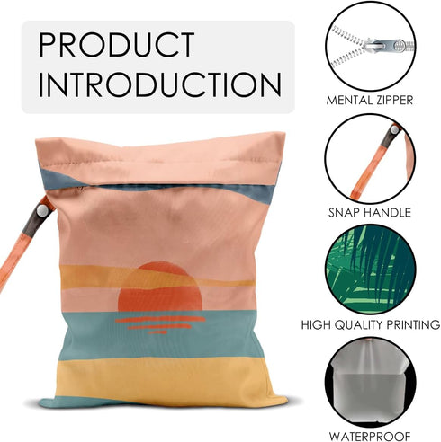 JHFDTY Summer Sunset Wet Bag for Swimsuit Pool Travel Baby Cloth Diapers Dirty Yoga Gym Clothes Beach Bags Gifts