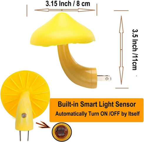 Sensor LED Night Lights for Adults Kids, Cute Mushroom Night Light, Plug in Wall Lamps for Bedroom, Bathroom, Toilet,