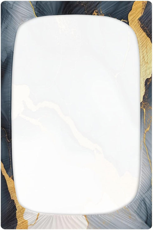 Qilmy 27 39 Gold and Black Marble Fitted Crib Sheet for Girls and Boys, Soft Breathable Baby Crib Sheets for Standard
