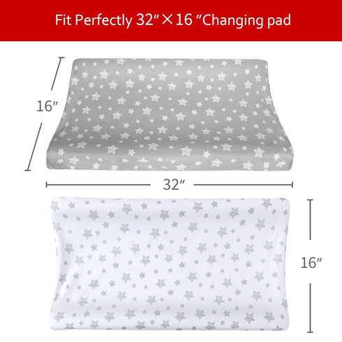 4 Pack, 32"x16" Cozy 4-Pack Changing Pad Cover for Boys Lovely Print Soft Unisex Diaper Change Table Sheets, Fit