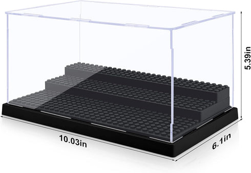 Minifigure Display Case for Action Figures Blocks, Clear Dustproof Acrylic Display Box Storage with 3 Movable Steps Gifts for Children,Black…