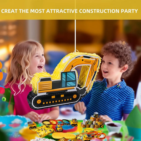 FIGEPO Construction Pinata Dump Truck Pinata for Boy Kids Construction Birthday Party Tractor Excavator Car