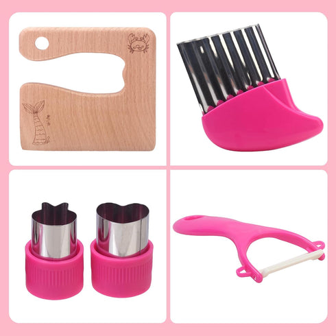 13 Pieces Montessori Kitchen Tools for Toddlers, Safe Knives Set for Real Cooking with Cutting Board