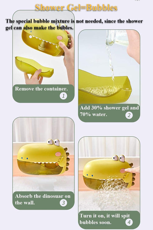 Electric Bathtub Bubble Machine, Kids Cute Cartoon Animal Dinosaur Bubble Blower Machine Alligator Bubble Maker Bath