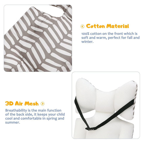 Baby Stroller Seat Liner, Toddler Cushion Pad, Soft 3D Air Mesh Cooling Seat Liners for Infant, Gray White Geometry