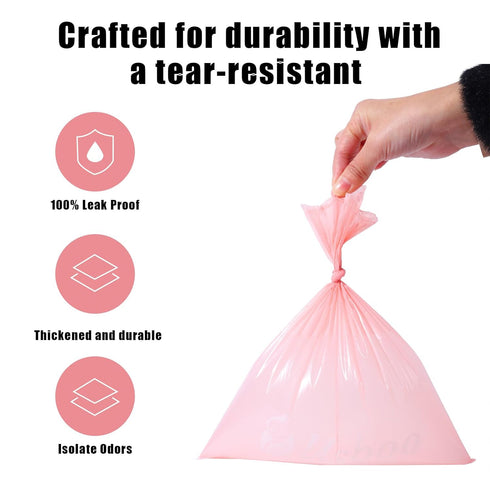 20 (300 Pack), USBOO Disposable Diaper Bags for Baby - Refill Rolls Disposable Trash Bag with Dispenser - Cherry