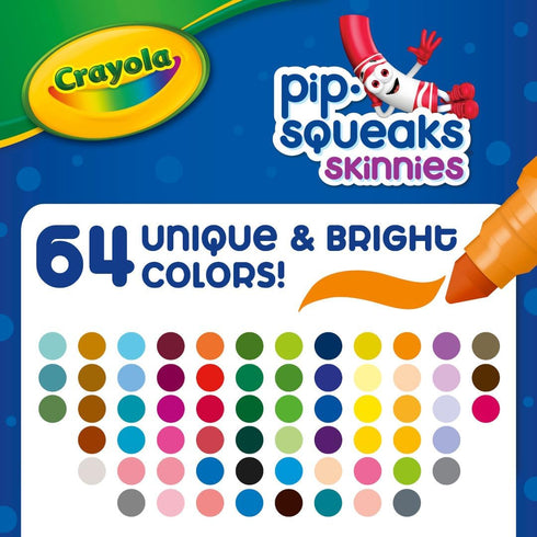 Crayola Pip-Squeaks Skinnies Washable Markers (64ct) - Mini Coloring Markers for Kids Craft Supplies