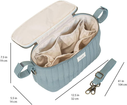 3 Sprouts Quilted Stroller Organizer with Cup Holder, Durable Caddy Accessory, Green, Converts to Diaper Bag