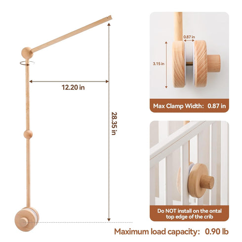let's make Baby Crib Mobile Arm - Wooden Baby Mobile Crib Holder for Mobile Hanging Baby Crib Attachment for Nursery