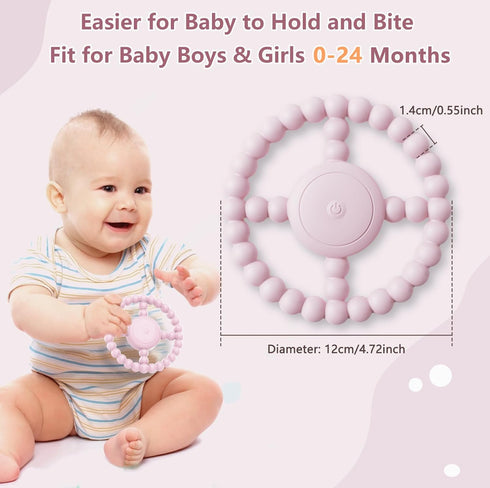 BIKCANP 6-18 1-2 Vibrating Sensory Teething Toys, Soothing Chew Ring for Babies Months, Autism Support & Oral