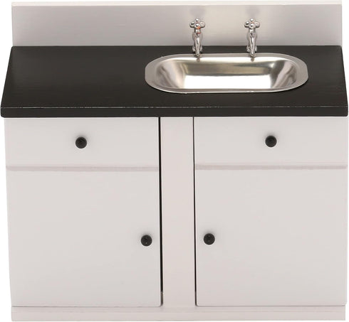Countertop, 1:12 6 Inch Dollhouse Kitchen Sink Cabinet, Mini White Scale Furniture for Dolls
