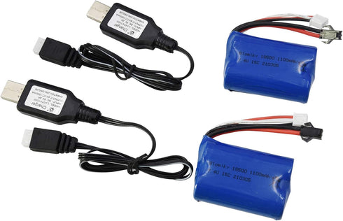 2 Pack 7.4V 1100mAh 8.51Wh SM-2P 2 H101 H103 2 Blomiky Li-ion Rechargeable Battery with Plug and Charger Cable fit
