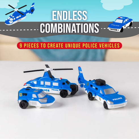 POPULAR PLAYTHINGS Mix or Match Vehicles - Magnetic Toy Play Set, Police