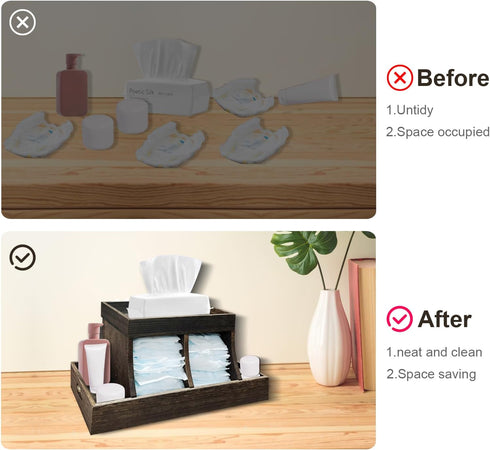 YEXEXINM Diaper Caddy Organizer - Durable Wooden Changing Station Table with Diaper Storage for Wipe Dispenser, Wipe