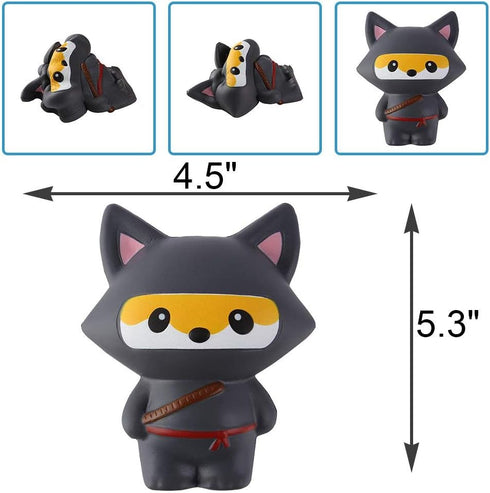Anboor 2 PCS Squishies Ninja Jumbo Panda and Fox - Slow Rising Kawaii Scented Soft Animal Toys