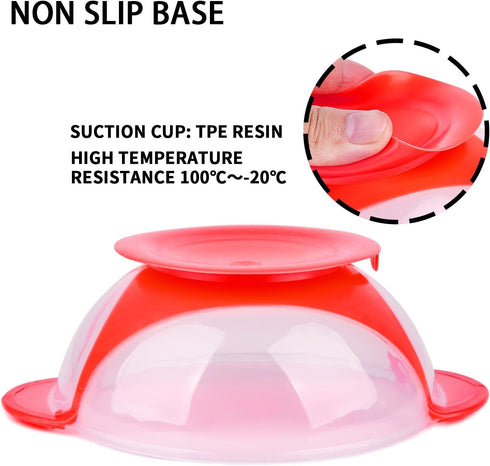 Berry President Baby Bowls with Suction Base, Spill-Proof Lid, Temperature-Sensing Spoon, Pack of 3 for Toddlers