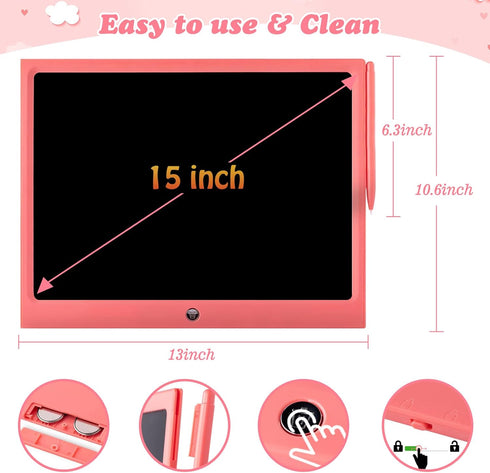 LCD Writing Tablet Kids Toys - 15 Inch Toddler Learning Drawing Pad for Boys and Girls Ages 3-8, Birthday Christmas Gift