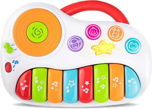 Musical Piano Toy for Toddlers 1-3 Years Old, with Keyboard Note, DJ Mixer, Light-Up Buttons - Educational Fun for Boys