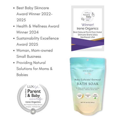 Oatmeal Baby Bath Powder for Eczema by Irene Organics - Colloidal Oatmeal for Soothing Treatment of Eczema, Diaper