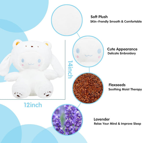 Microwave Heating Pad for Dogs, Heatable Stuffed Animals for Cramps Pain Relief, Cute Soft Cozy Pillow Plush Gifts for