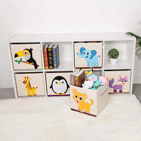 CLCROBD Foldable Animal Cube Storage Bins, Fabric Toy Box/Chest/Organizer for Kids Nursery, 13 inch (Toucan)