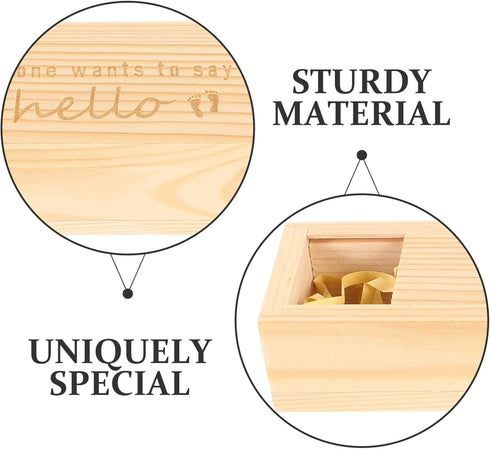 Veemoon Pregnancy Test Keepsake Box with Lid Decorative Wooden Storage Case for Announcement Unique Newborn Holder