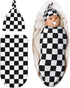 Tebjh Black and White Checkered Baby Stuff Swaddle Blanket Soft and Stretchy Newborn