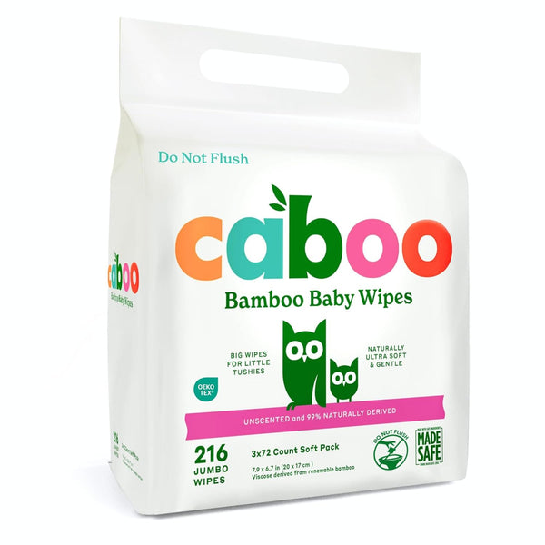 Caboo Baby Wipes, Made with Bamboo Viscose, Certified Made Safe Ingredients, Unscented