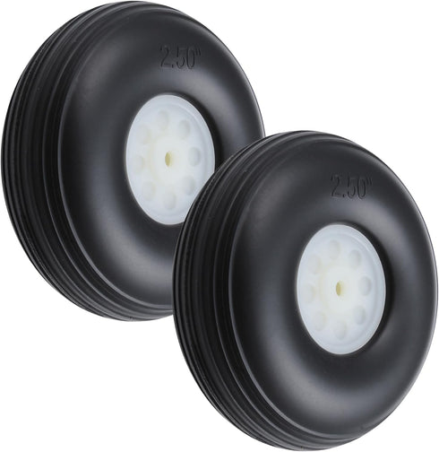 2.5" Rubber RC Airplane Tire and Wheel Sets, 2PCS Plastic Hub for RC Model Aircraft