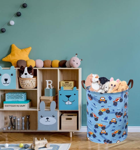 Kids Boys Hamper, Kids Laundry Basket Collapsible Monster Truck Storage Baskets for Boy Room Decor,Office,Toy