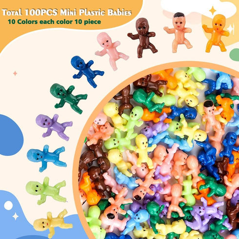 Mini Plastic Babies, 100 Pieces King Cake Baby Mini Dolls for Baby Shower Party Favors and Decorations