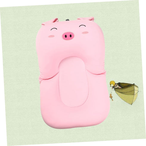 Foldable Pig-Shaped Non-Slip Infant Bathtub Cushion for Newborns