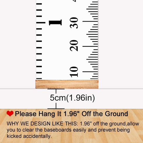 79" 7.9" Mibote Baby Growth Height Chart Handing Ruler Wall Decor for Kids, Canvas Removable Height Growth Chart x