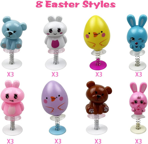 QINGQIU 24 PCS Easter Jumping Popper Toys for Kids Boys Girls Toddlers Easter Basket Stuffers Egg Fillers Gifts Party