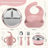 Bathchef Set Set Safe,6pcs,Pink Toddler Plates and Bowls Stainless Steel - Baby Feeding Strong Suction, BPA Free