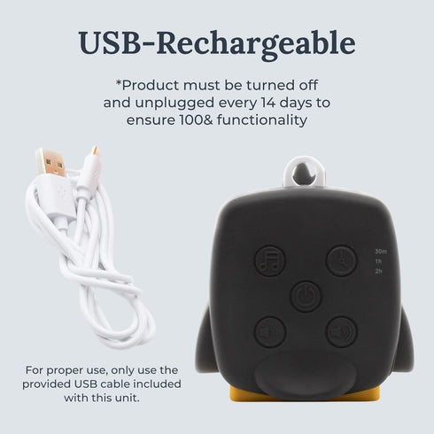 Yogasleep Pocket Baby Soother Penguin - White Noise Machine with 6 Soothing Sounds & Timer for Better Sleep