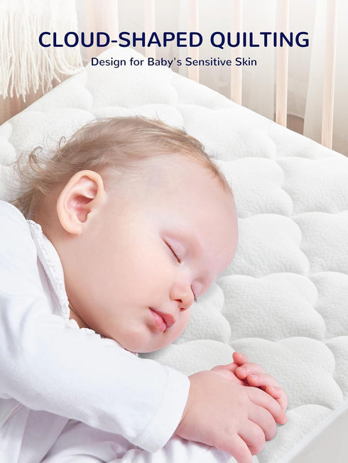 2-Pack 28"x52" 14", SLEEP ZONE Waterproof Crib Mattress Protector Pad - Quilted, Fitted Baby Mattress Cover - Soft