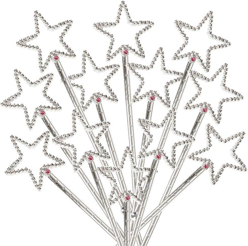 ArtCreativity Sparkly Star Wand, Bulk Pack of 24, 7.5 Inch Magic Toy Wands with Rhinestones, Princess Party Favors for