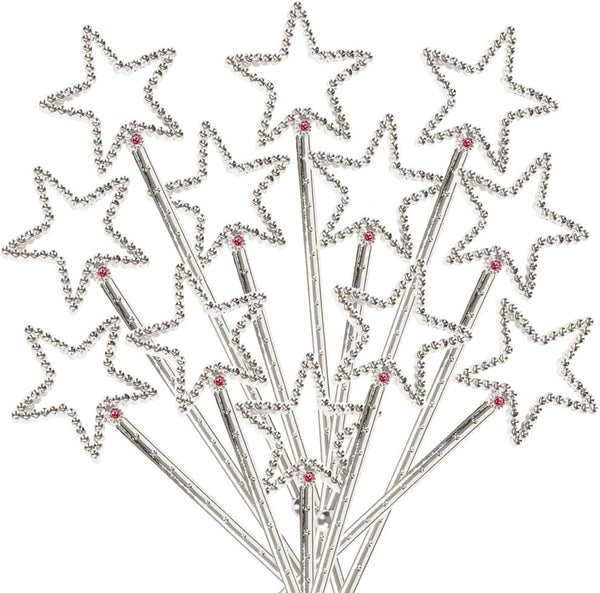 ArtCreativity Sparkly Star Wand, Bulk Pack of 24, 7.5 Inch Magic Toy Wands with Rhinestones, Princess Party Favors for