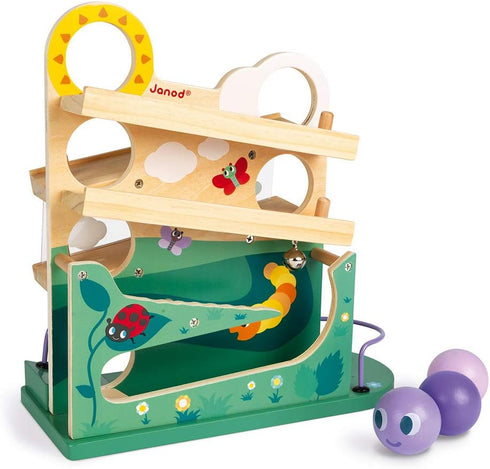 Janod Wooden Caterpillar Ball Track - Ages 12+ Months - J08055 for Early Learning