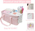 QiANBiRD Pink Diaper Caddy Organizer for Baby Girl-Large Portable Diaper Caddy Basket for Changing Table-Diaper