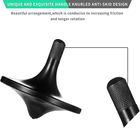 Stainless Steel Spinning Top, Premium Exquisite Metal Desk EDC Fidget Toy, Spin Over 6 Minutes (Black)