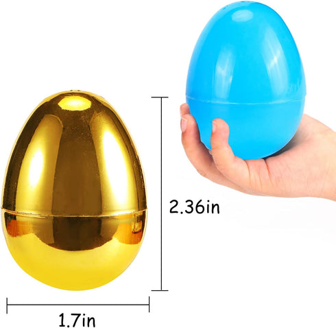 518 -2.36" 18 NEWBEA Easter Eggs Bright Colors Plastic Easter Eggs Empty Include Golden Eggs Perfect for Eggs