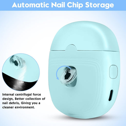 Trimmer Electric Nail Clipper & Nail File: Automatic with LED Light, Built-in Storage, USB Rechargeable, Gently Trims